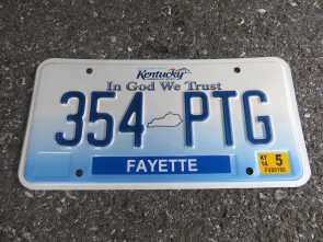 Kentucky State Official License Plate One of Two