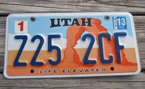 Utah State Official License Plate One of Three