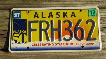 Alaska 50th Anniversary Celebrating State Hood License Plate 2017