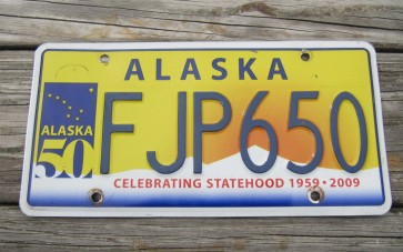 Alaska 50th Anniversary Celebrating State Hood License Plate FJP 650