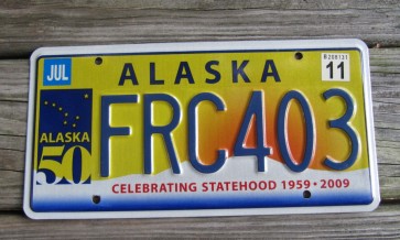 Alaska 50th Anniversary Celebrating State Hood License Plate 2011