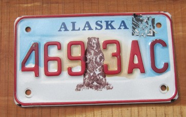 Alaska Standing Bear Motorcycle License Plate Kodiak Bear