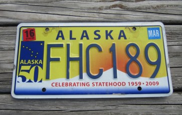 Alaska 50th Anniversary Celibrating State Hood License Plate 2016 FHC 189