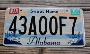 Alabama Sweet Home License Plate 2010 43A00F7