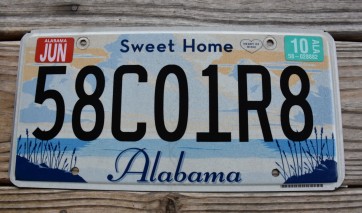 Alabama Sweet Home License Plate 2010 58C01R8
