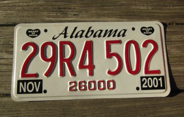 Alabama Heart of Dixie License Plate 2001