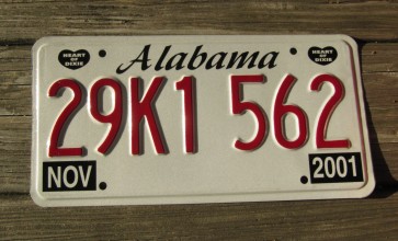 Alabama Heart of Dixie License Plate 2001