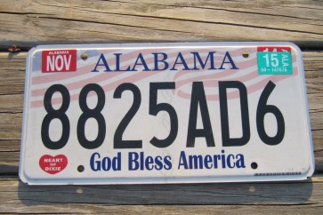 Alabama God Bless America License Plate 2015