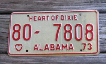 Alabama Heart of Dixie License Plate 1973