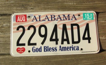 Alabama God Bless America License Plate 2015