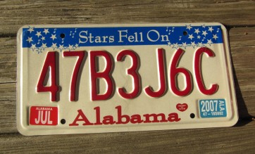 Alabama Stars Fell On License Plate 2007