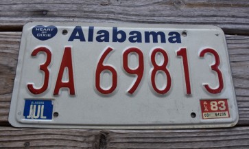 Alabama Heart of Dixie License Plate 1983  3A69813