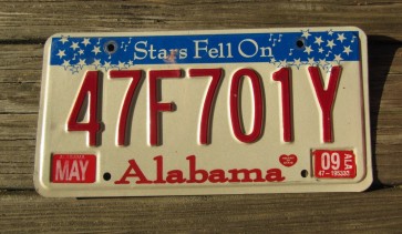Alabama Stars Fell On License Plate 2009
