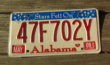 Alabama Stars Fell On License Plate 2009