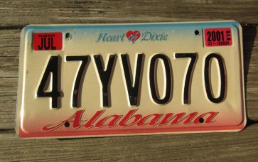 Alabama Heart of Dixie License Plate 2001