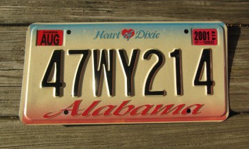 Alabama Heart of Dixie License Plate 2001