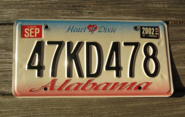 Alabama Heart of Dixie License Plate 2002