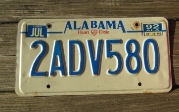 Alabama Heart of Dixie License Plate 1992