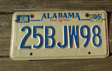 Alabama Heart of Dixie License Plate 1995