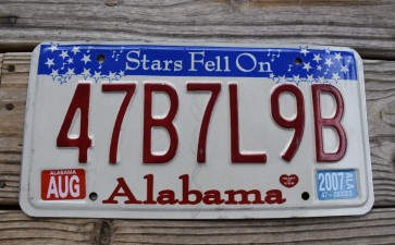 Alabama Stars Fell On License Plate 2007 47B7L9B