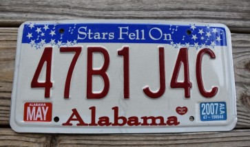 Alabama Stars Fell On License Plate 2007 47B1J4C
