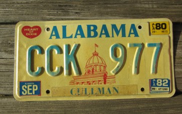 Alabama Capitol Heart of Dixie License Plate 1982