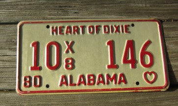 Alabama Capitol Heart of Dixie License Plate 1980