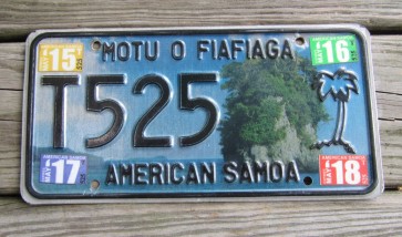 American Samoa Islands Taxi License Plate United States