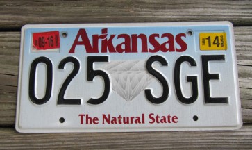 Arkansas Diamond The Natural State License Plate 2016