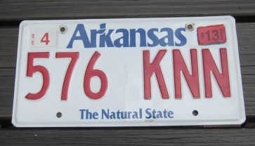 Arkansas White Red The Natural State License Plate 2013
