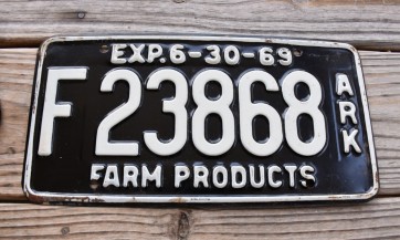 Arkansas Farm Products License Plate 1969