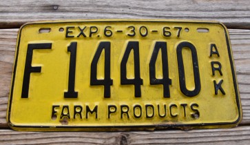 Arkansas Farm Products License Plate 1967