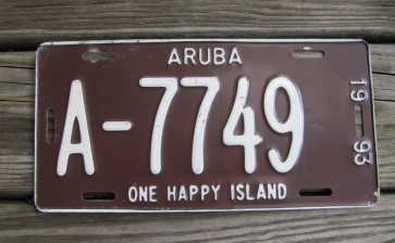 Aruba One Happy Island License Plate 1993