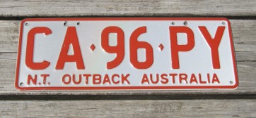 Australia License Plate Outback Australia NT 