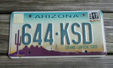 Arizona Sunset Cactus Embossed License Plate Grand Canyon State 2017