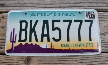 Arizona Sunset Cactus License Plate Grand Canyon State 2017 BKA 5777