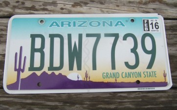 Arizona Sunset Cactus License Plate Grand Canyon State 2016