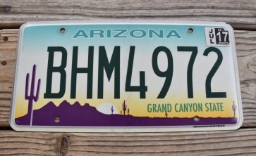 Arizona Sunset Cactus License Plate Grand Canyon State 2017 BHM 4972
