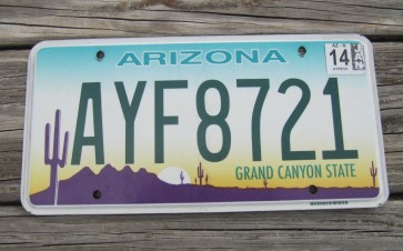 Arizona Sunset Cactus License Plate Grand Canyon State 2014