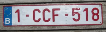 Belgium Red White Euroband License Plate 1 CCF 518