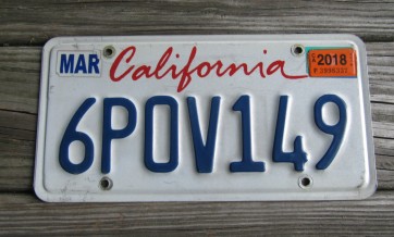 California Lipstick License Plate 2018