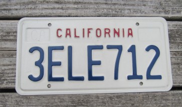 California Embossed License Plate 1990's