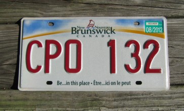 Canada New Brunswick Be in This Place License Plate 2012