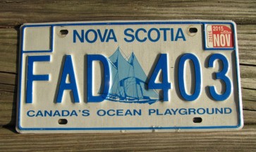 Canada Nova Scotia Bluenose Schooner License Plate 2015