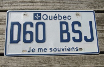Quebec Canada Je Me Souviens License Plate