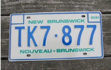 Canada New Brunswick License Plate 1987 Nouveau Brunswick