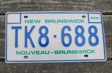 Canada New Brunswick License Plate 1987 Nouveau Brunswick