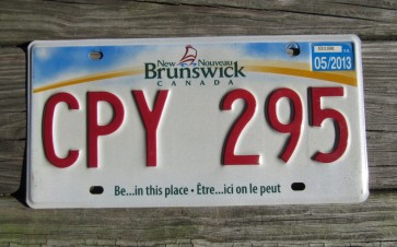 Canada New Brunswick Be in This Place License Plate 2013