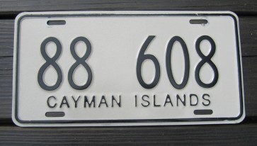 Cayman Islands Black White License Plate 1990s
