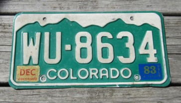 Colorado Green Mountain Scene License Plate 1983